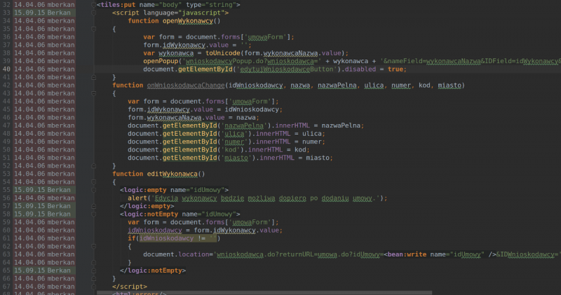 Nadal działający produkcyjnie kod JavaScript z początku lat dwutysięcznych :-)